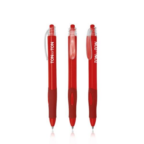 Esferográfica de plástico, detalhes transparentes