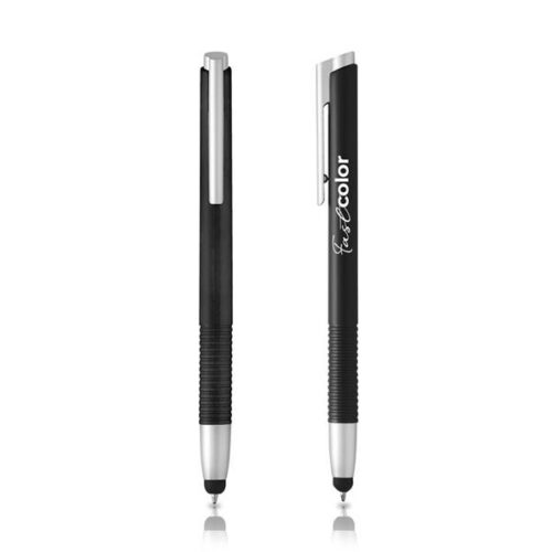 Esferográfica de plástico e touch, escrita azul e sistema pulsar