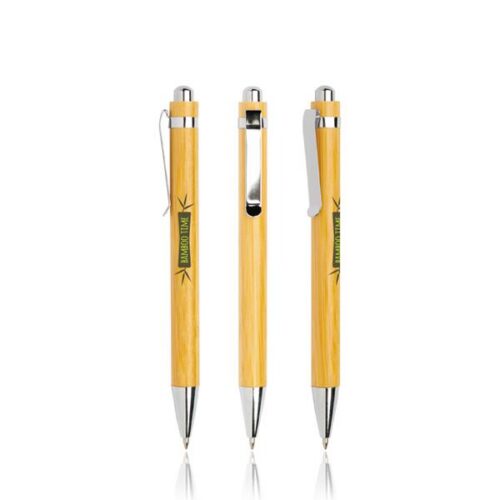 Esferográfica em bambu com clip metálico