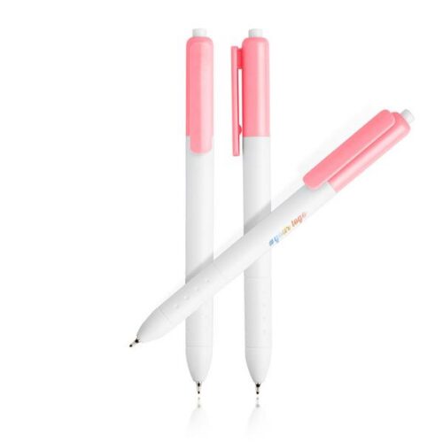 Esferográfica em plástico com clip colorido