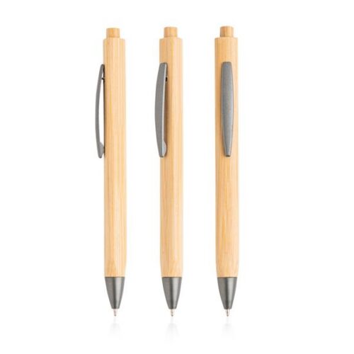 Esferográfica em bambu, formato triangular