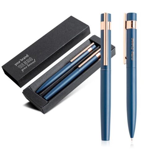 Conjunto de roller e esferográfica em estanho reciclado