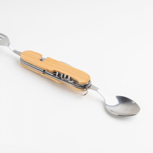 Conjunto de talheres em bambu, dobráveis