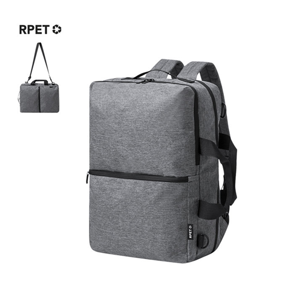 Mochila porta-documentos confecionada em resistente 600D RPET - Imagem de 3