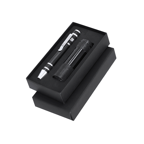 Conjunto de Ferramentas Multifuncional com Lanterna e Chave de Fenda em alumínio