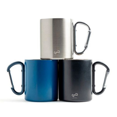 Caneca térmica com parede dupla e mosquetão, 300 ml