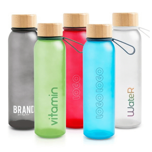 Garrafa de vidro fosco de 500 ml com pega em silicone