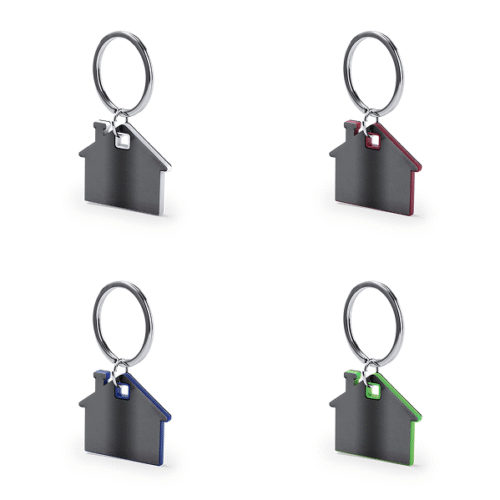 Porta-chaves em forma de casa com exterior de aço inox